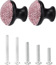 Bling Drawer Knob Crystal Cabinet Door Knobs Diamond Rhinestone Dresser Cupboard Wardrobe Pulls Handles Half Round Rose 1.38 Inch Diameter with Screws for Home Kitchen Bathroom Office 2Pcs