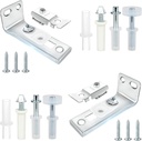 Bifold Door Hardware Repair Kit - 2 Pack with Parts for Bifold, Sliding, Closet, Pocket, Barn Doors Top & Bottom Brackets, 3/8" Pivot, 7/8" - 1" Guide Wheels Fits Common Track