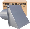 7 Inch Wall Vent Cap - Aluminum - Damper Only - Heavy Duty Hooded Metal Caps for Exterior Side Wall Exhaust - Spring Loaded Backdraft Damper by Vent Works