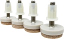 Shepherd Hardware 4 Pack 1" Threaded Felt Furniture Glides - 1/4" Stem Adjustable Leveling Feet for Wood, Tile & Laminate Floors - Tan (Includes Threaded Inserts)