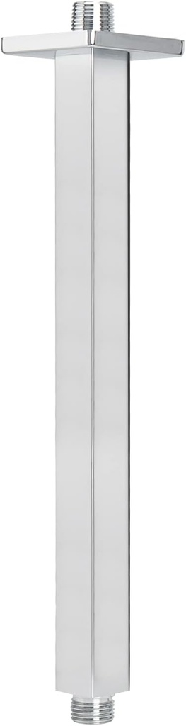 NearMoon Ceiling Mounted Shower Arm with Flange, Universal Connection 1/2 NPT Straight Square Shower Arm for Fixed Rain Shower Head, Made of Thicken Stainless Steel (12 Inch, Chrome)