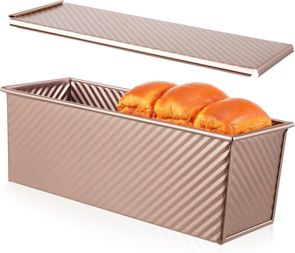 Mikinona Bread Box for Homemade Bread Metal Loaf Toast Box Lid Loaf Pan Non-stick Interior Baking Mold