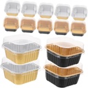 VOSAREA 20Pcs Portable Aluminum Foil Food Boxes Baking Cake Containers with Transparent Lids for Cupcakes Meat and Snacks for Home and Outdoor Use