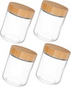 Mikinona 4pcs Glass Food Storage Jars Lids for Kitchen Organization Versatile Containers for Grains Nuts Candies and Pastries Stylish and Sturdy Airtight Canisters for Home Use