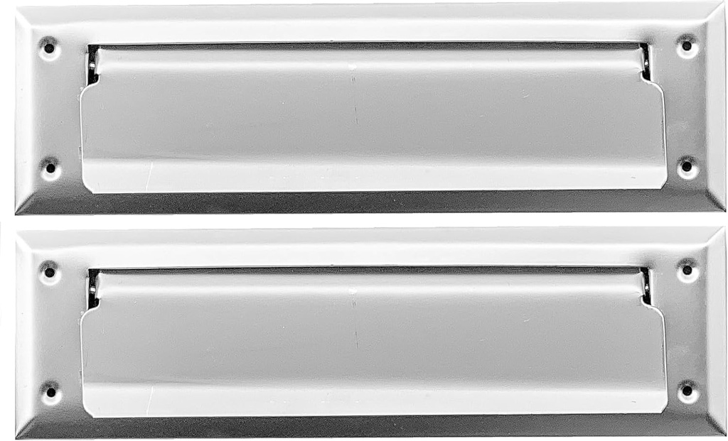 Solid Steel Satin Color with Spring Flap | Mail Slot Fits to Most Doors | Outer Size 10 Inches by 3 inches | Set with Front and Rear Piece and Screws