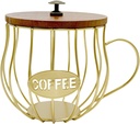 Coffee Pod Holder, Container Metal Sturdy Modern Large Capacity Organizer Storage Basket for Kitchen Counter, Home, Office, Gold