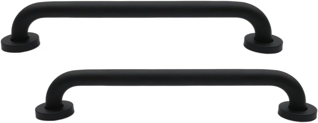 LC LICTOP Grab Bar for Seniors, with Anti-Slip Knurled Carving for Shower Bathtub Toilet 304 Stainless Steel Bathroom Elderly Handles Handicap Pregnant Handrail - 15-3/4" Handle Length - Black 2Pcs