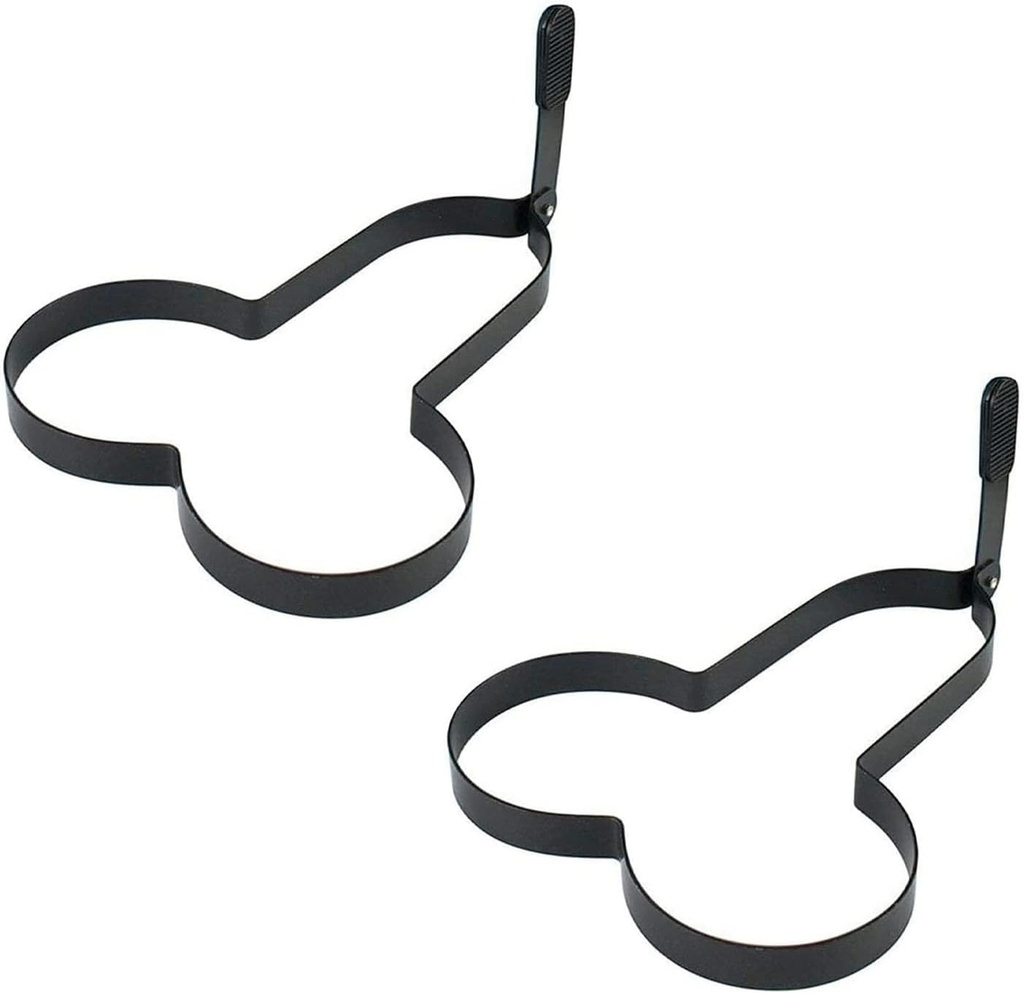 2Pcs Black Funny Egg Fryer,Stainless Steel Egg Pancake Cooking Tool Non-Stick Kitchen DIY Egg Fried Mould with Handle for Muffins Patties, for Valentine's Day Egg Poachers Specialty Cookware