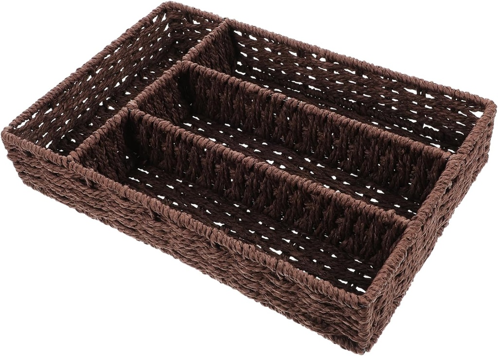 Cabilock Decorative Woven Storage Basket for Coffee Station Organizer Versatile Basket for Cosmetics Tea Bags and Office Supplies Stylish Home Decor