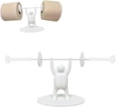 Funny Weightlifter Toilet Paper Holder - 3D Printed Unique Design, Stand with Barbell, Holds 2 Rolls of Paper, Fun Bathroom & Kitchen Decor for Fitness Enthusiasts, Novelty Restroom Gift Idea (White)