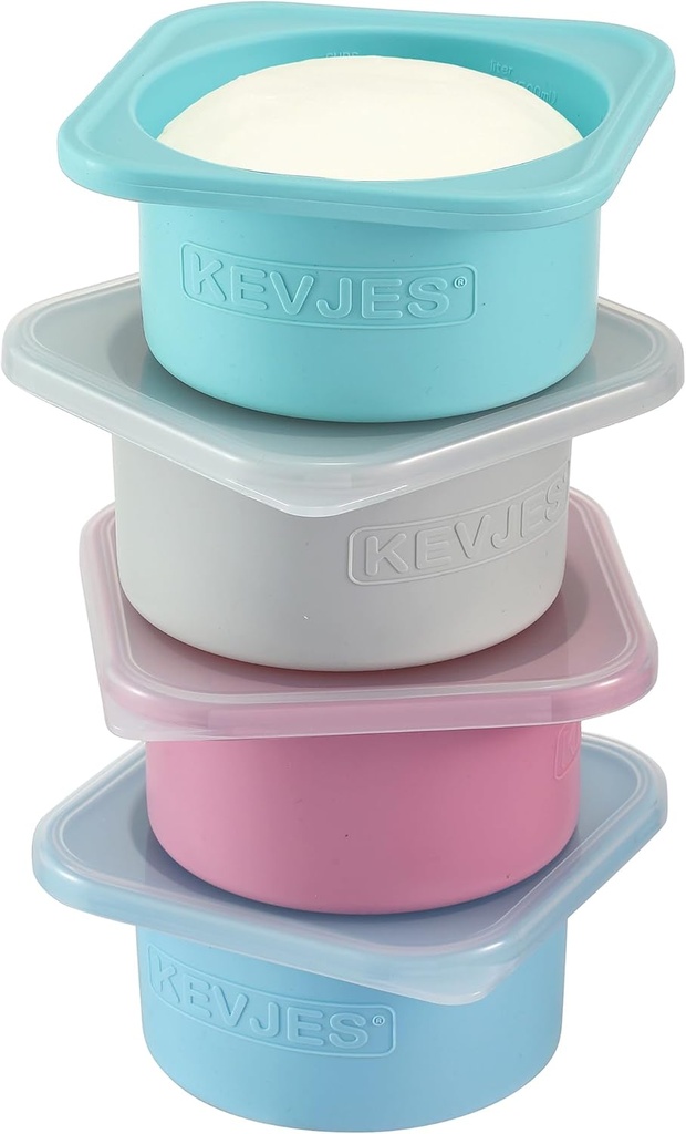 500ml Pizza Dough Proofing Containers for DIY family Artisan Pizza, Food Grade Silicone Stackable Boxes with Lids-4 Pack (Four-color containers)