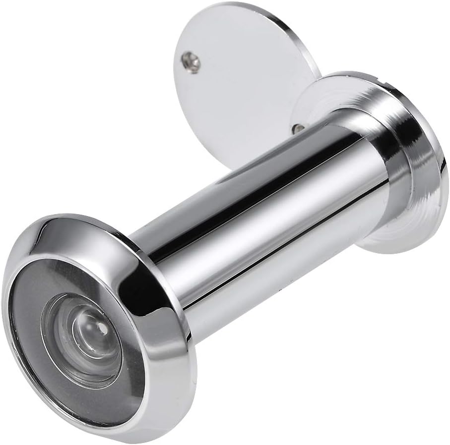 uxcell Door Viewer, Solid Brass 220-degree Door Viewer Peephole with Cover for 2-1/4 to 3-1/2 Inch Thick Door, Polished Chrome Finish