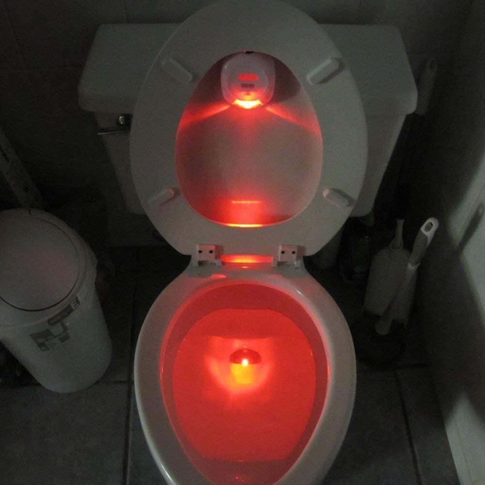OriGlam Motion Activated Toilet Night Light, Auto Motion Sensor Toilet Seat Night Bathroom Nightlight with Red and Green Light