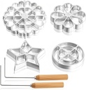 6 Pack Bunuelos Molds with Handles, Rosette Timbale Iron Set with 2 Interchangeable Heads, Aluminum Alloy Waffle Molds for Kitchen Baking, Lotus Star Cooking Stamp Houseware Tool