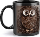 Coffee Bean Owl Travel Mug Ceramic Large Ceramic Coffee Mugs with Handle, Porcelain Mugs- Perfect for Coffee Tea Espresso Other Beverages