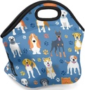 Dog Print Neoprene Lunch Bags for Kids Lunch Tote Reusable Waterproof Cooler Lunch Box Organizer for Work School Outdoor Travel Camp Picnic