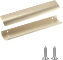 JOOJA 10 Pack Modern Style Finger Edge Pull Furniture DrawerHandles Hidden Cabinet Kitchen Drawer Handles Knobs (200mm, Gold)