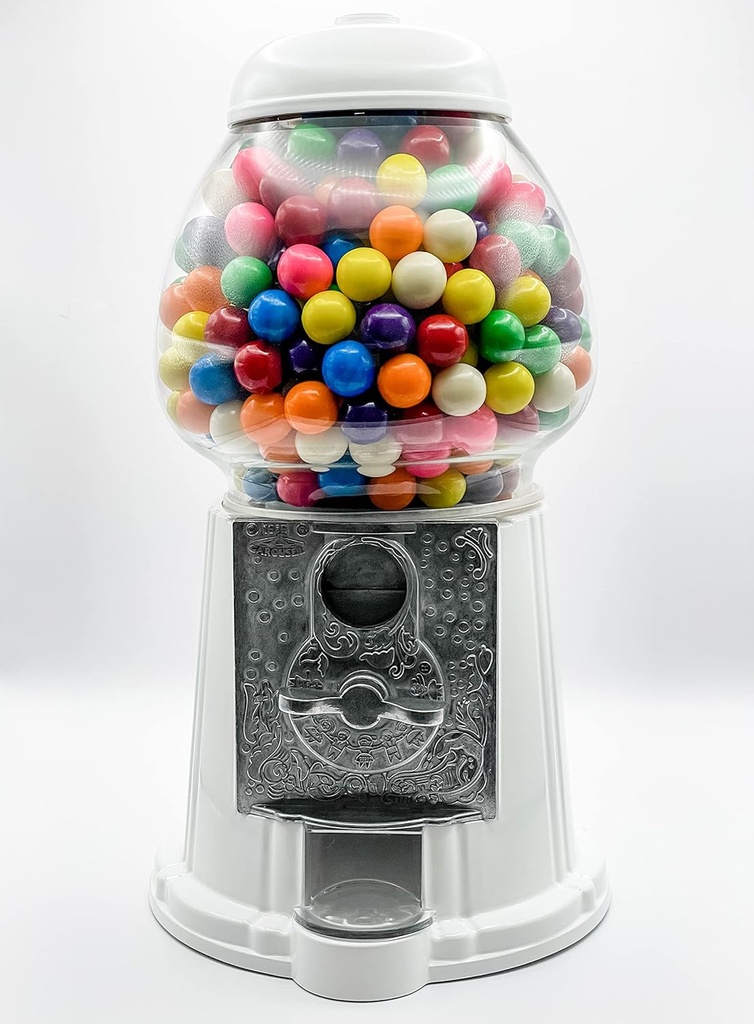 Classic Gumball Machine/Candy Dispenser, 15 Inch Tall White Vintage Retro Design by Gumball Dreams