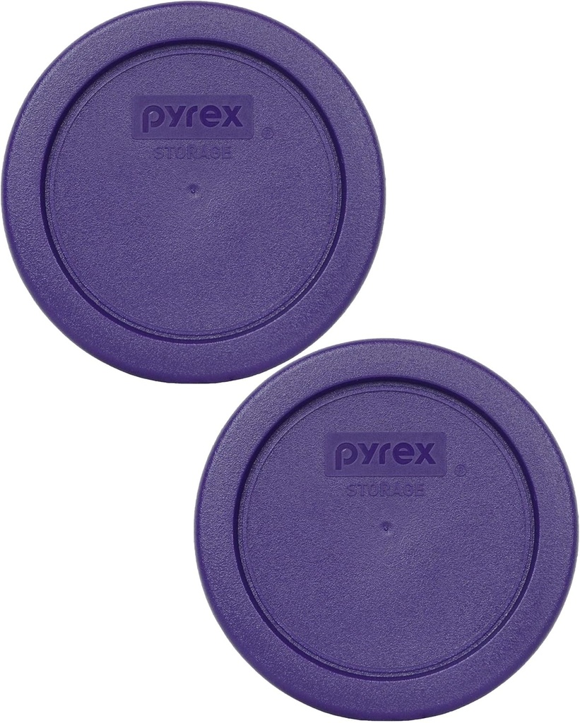 Pyrex 7202-PC 1-Cup Plum Purple Food Storage Replacement Lid (2-Pack) - Made in USA