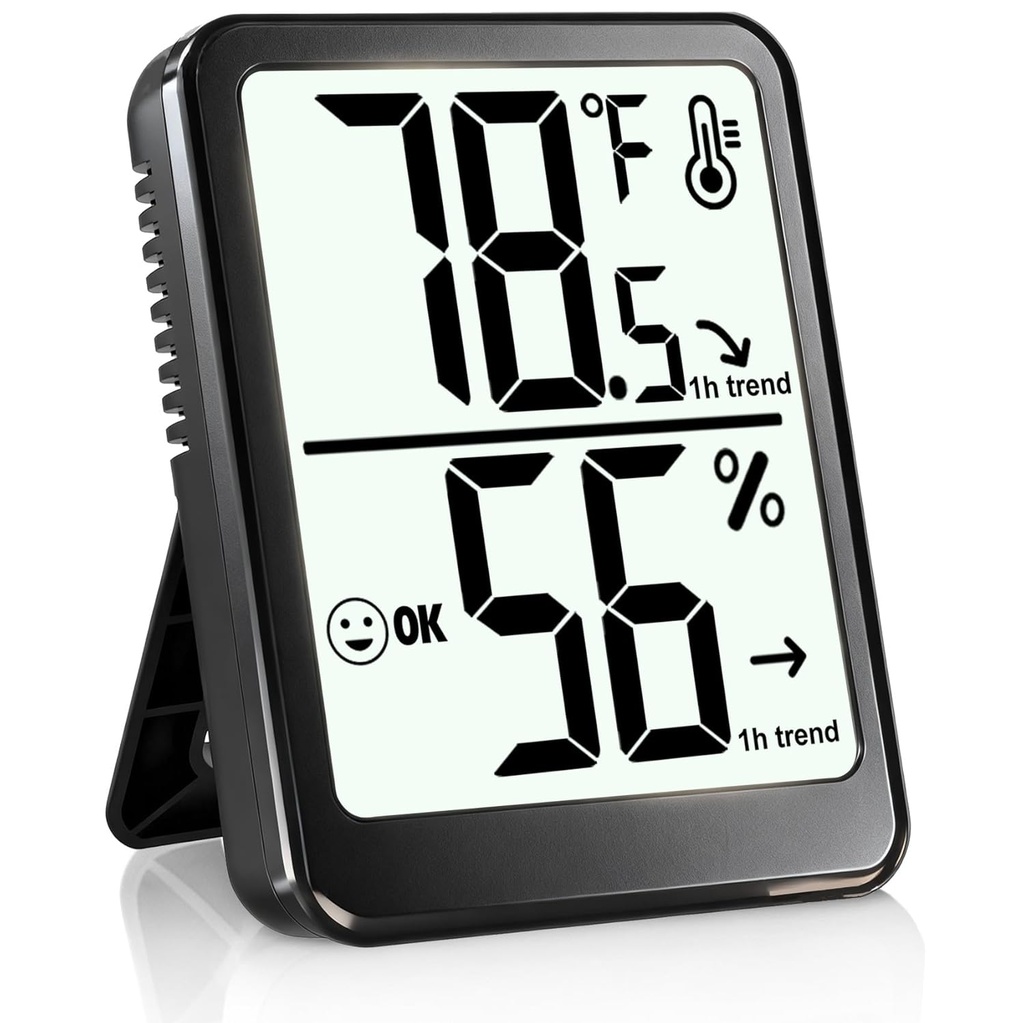 Room Thermometer Indoor Hygrometer Humidity Meter Gauge Digital Temperature and Humidity Sensor Monitor for Home Office House Pets Plants - AAA Battery Included