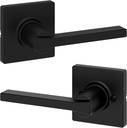 Kwikset Casey Interior Passage Door Handle, Lever For Closet and Hallway Doors, Reversible Non-Locking Handle Lever, Matte Black , with Microban Protection
