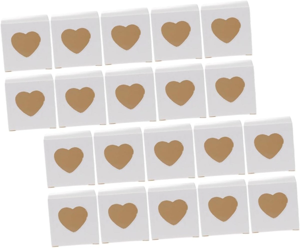 Ciieeo Small Heart Window Cupcake Box Mini Cake Boxes Lids Shaped Treat Containers for Wedding Candy Packaging