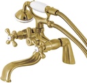 Kingston Brass KS227SB Kingston Deck Mount Clawfoot Tub Faucet with Hand Shower, Brushed Brass