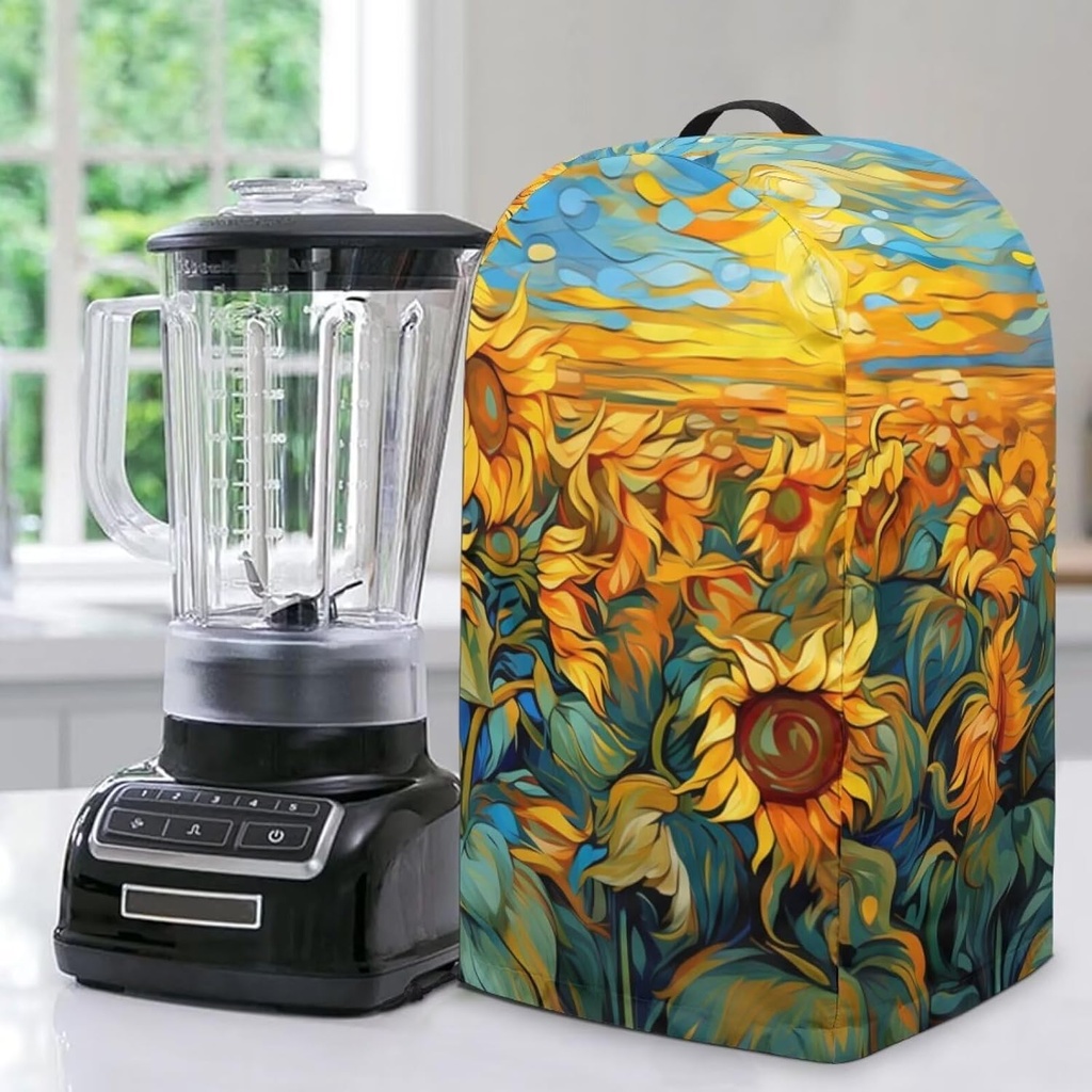 Yellow Sunflower Blender Cover Dust Cover Lightweight Food Processor Cover with Top Handle Small Kitchen Accessory Covers Anti Fingerprint Coffee Maker Cover Kitchen Decoration