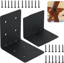 6-Pack 4"x4"x3-1/8 Heavy Duty Steel Corner Bracket, L Right Angle Bracket, Thickness 0.11"(3mm), Metal Corner Brace for Metal Joint Timber Connector Shelves Wood Furniture Support, with 48 Screws