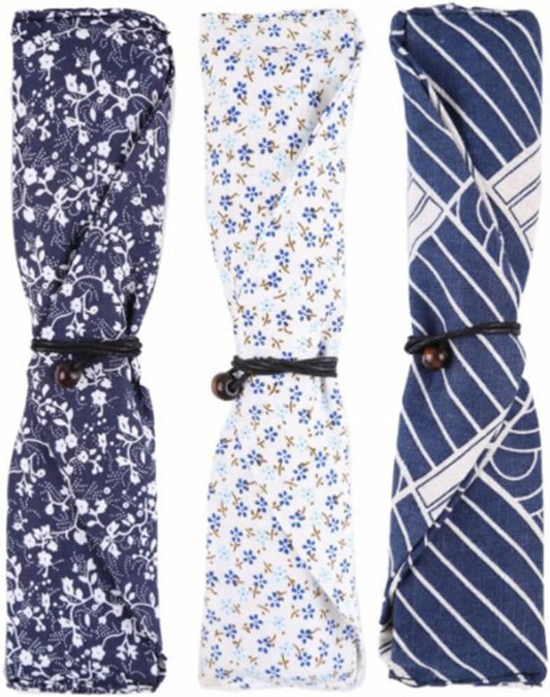 Kichvoe 3pcs Japanese Style Cutlery Bags Travel Utensil Storage Pouches for Chopsticks Spoon Fork Easy to Clean for Outdoor Picnic and Lunch Use