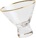Ciieeo Golden Hammered Crystal Glass Cup Elegant Ice Cream Container for Breakfast Juice Mousse Salad Stylish Dessert Holder for Parties Entertaining