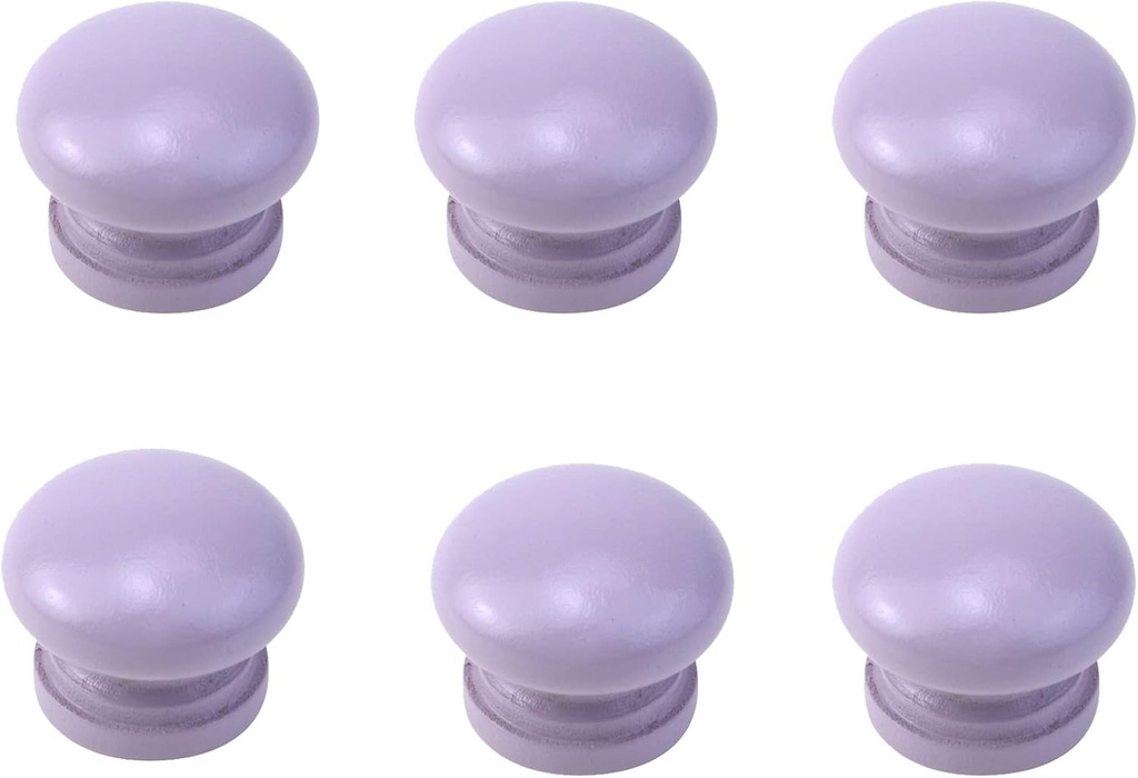 6Pcs Wood Door Knob, Colorful Cute Drawer Cabinet Knob Wood Round Mushroom Shape Knobs Furniture Cabinet Knobs Pull Handles for Cupboard Bedroom Home, 1 Inch (Purple)