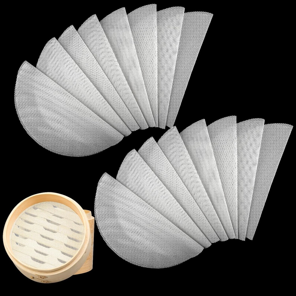 16Pcs 11 inch Non-stick Silicone Steamer Mesh Mat,Reusable Round Silicone Steamer Liners,White Dim Sum Mesh Round Dumplings Buns Mat Steamed Pad for Home Kitchen Cooking