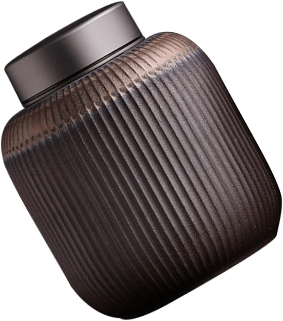 Large Tea Canister Ceramic Tea Jar Striped Lid Airtight Container for Cookies