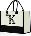 Initial Canvas Tote Bag | Personalized & Monogrammed | Reusable Grocery Bag for Wedding & Bridal Showers