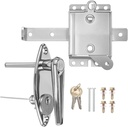 Garage Door Lock Kit Universal L-Handle Lock with Inside Side Latch Keys Garage Door Repair Parts Replacement Hardware Kit for Home Improvement