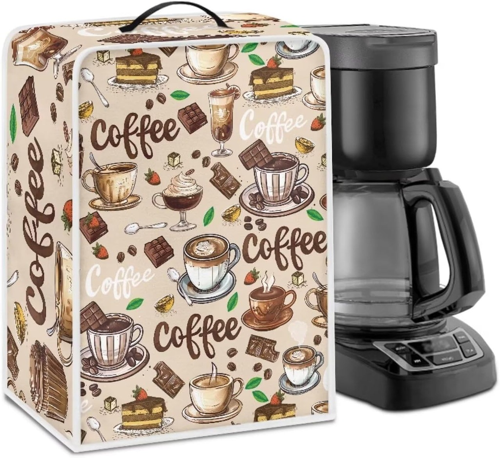 Coffee Maker Covers Coffee Print Dust Cover for Coffee Maker Blender Mixer Juice Machine with Top Handle Protect Covers for Decoration Dust Proof Washable Covers
