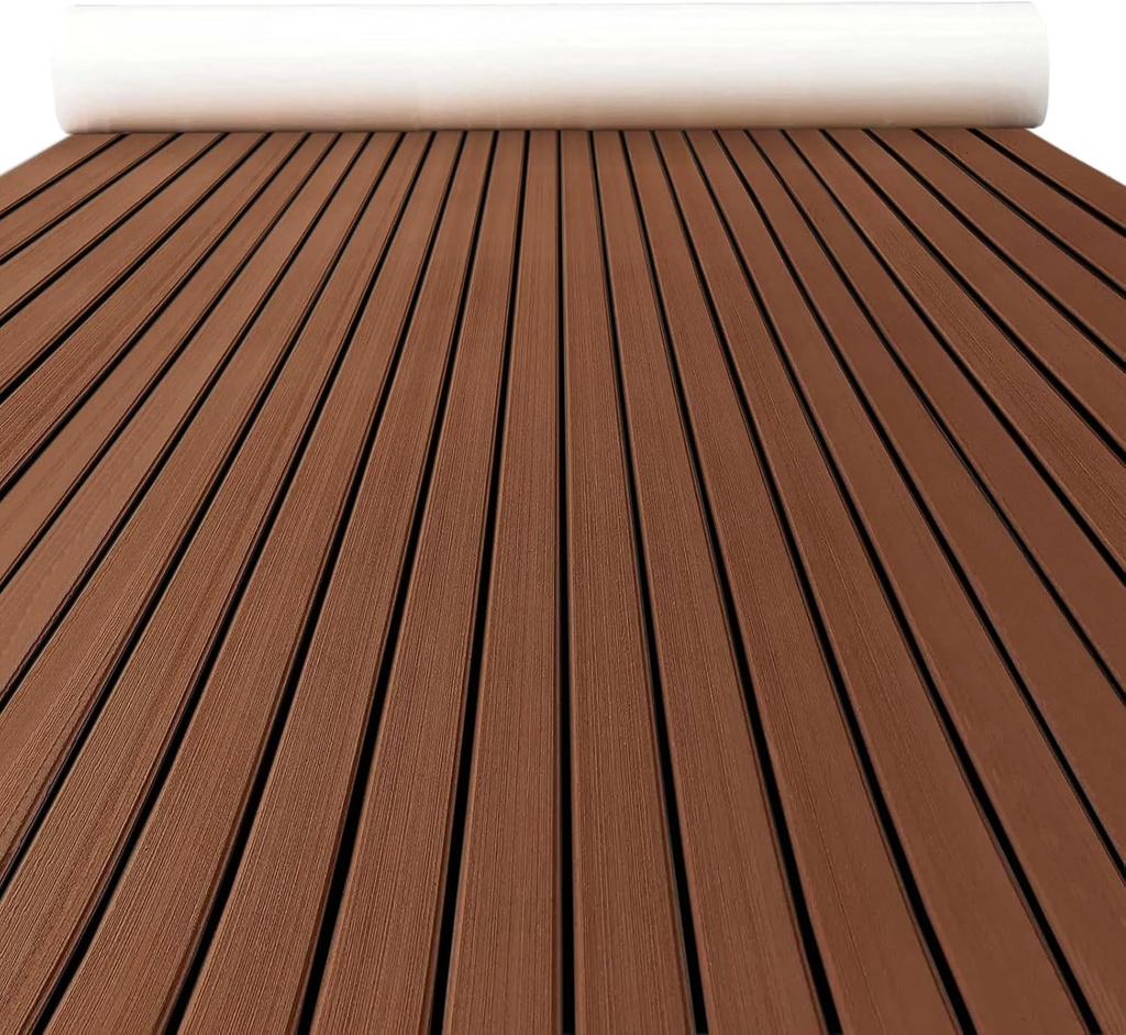 Boat Flooring EVA Foam Decking Teak Sheet - Non-Slip Marine Mat for Yacht, Motorboat, RV, Kayak and Swimming Pool - Self-Adhesive Flooring Material - 94" x 44"/35"/23"/16"