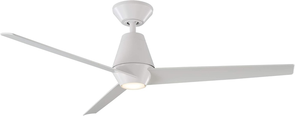 Slim Smart Indoor and Outdoor 3-Blade Ceiling Fan 52in Matte White with 2700K LED Light Kit and Remote Control worksworks with Alexa and iOS or Android App