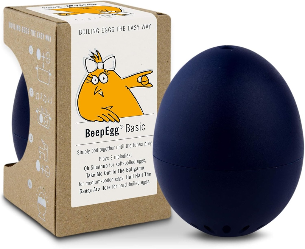 Basic Nightblue – Egg Timer for Boiling Eggs – Musical Egg Cooker for Soft, Medium, Hard Eggs – Food Safe – Singing Floating Egg Timer – Egg Cooker for 3 Levels of Doneness - Brainstream