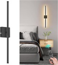 Battery Operated Wall Sconce with Remote, 3000K-6000K Dimmable Sconces Battery Operated 360° Rotatable, Wireless Wall Lights for Living Room, Bedroom, Bathroom, Wall Decor (Black)