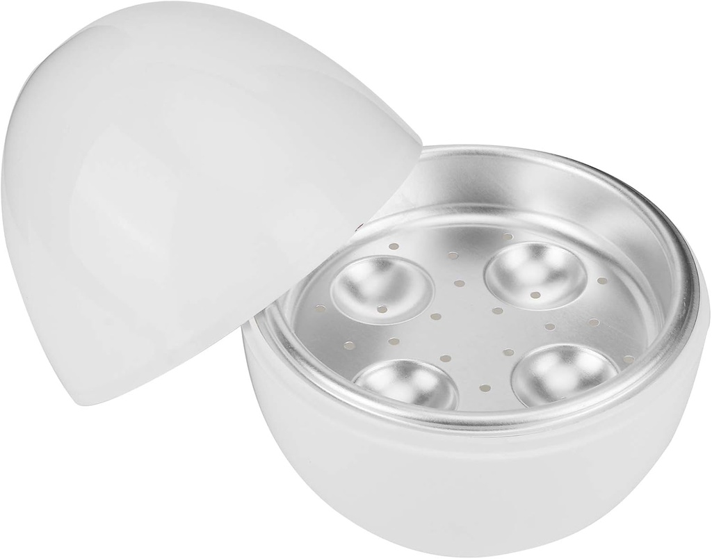 Microwave Egg Boiler, 4 Capacity, White Microwave Hardboiled Egg Maker, Hardness & Soft Egg Cooker Under 9 minutes