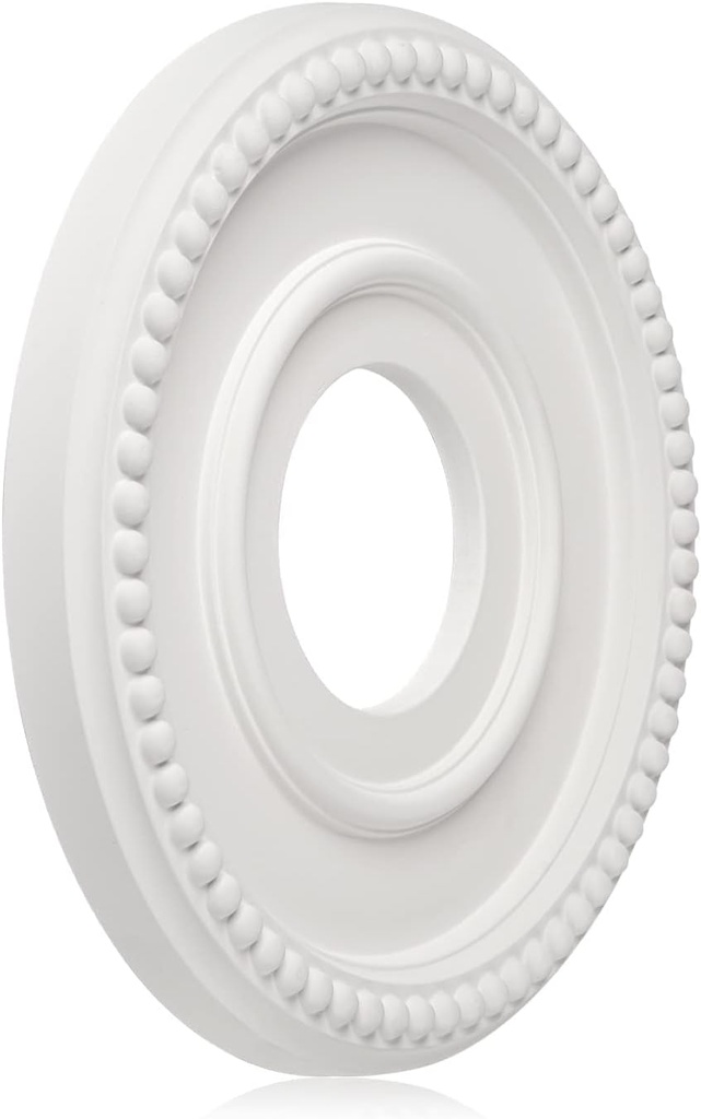 2 Pack Moldeds PU Ceiling Medallions for Light Fixtures and Ceiling Fans, 12.5" OD x 4" ID x 1-3/8 "P White (Fits Canopies up to 5-1/2")