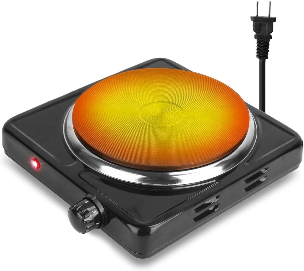 110V 1000W Portable Single Electric Burner Hot Plate Camping Stove Adjustable Fits 6 in Diameter