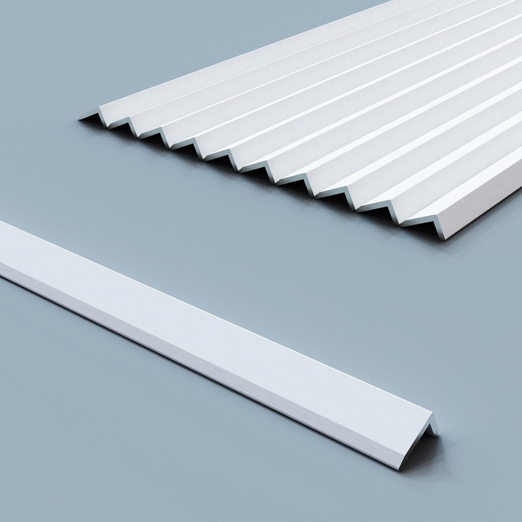 10 PCS Peel and Stick Aluminum Tile Trim 12 inch Decorative Kitchen Backsplash Metal Trim Edge Self Adhesive Tile Liner White Tile Trim for Backsplash 12’’x0.4’’ Pack of 10