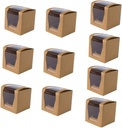10pcs Paper Cake Packing Box Portable Large Capacity Cake Carrier Natural Dessert Box