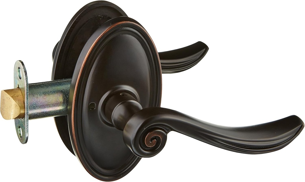 Oval Rosette Set with Elan Levers Left Hand Privacy in Oil Rubbed Bronze. Doorsets.