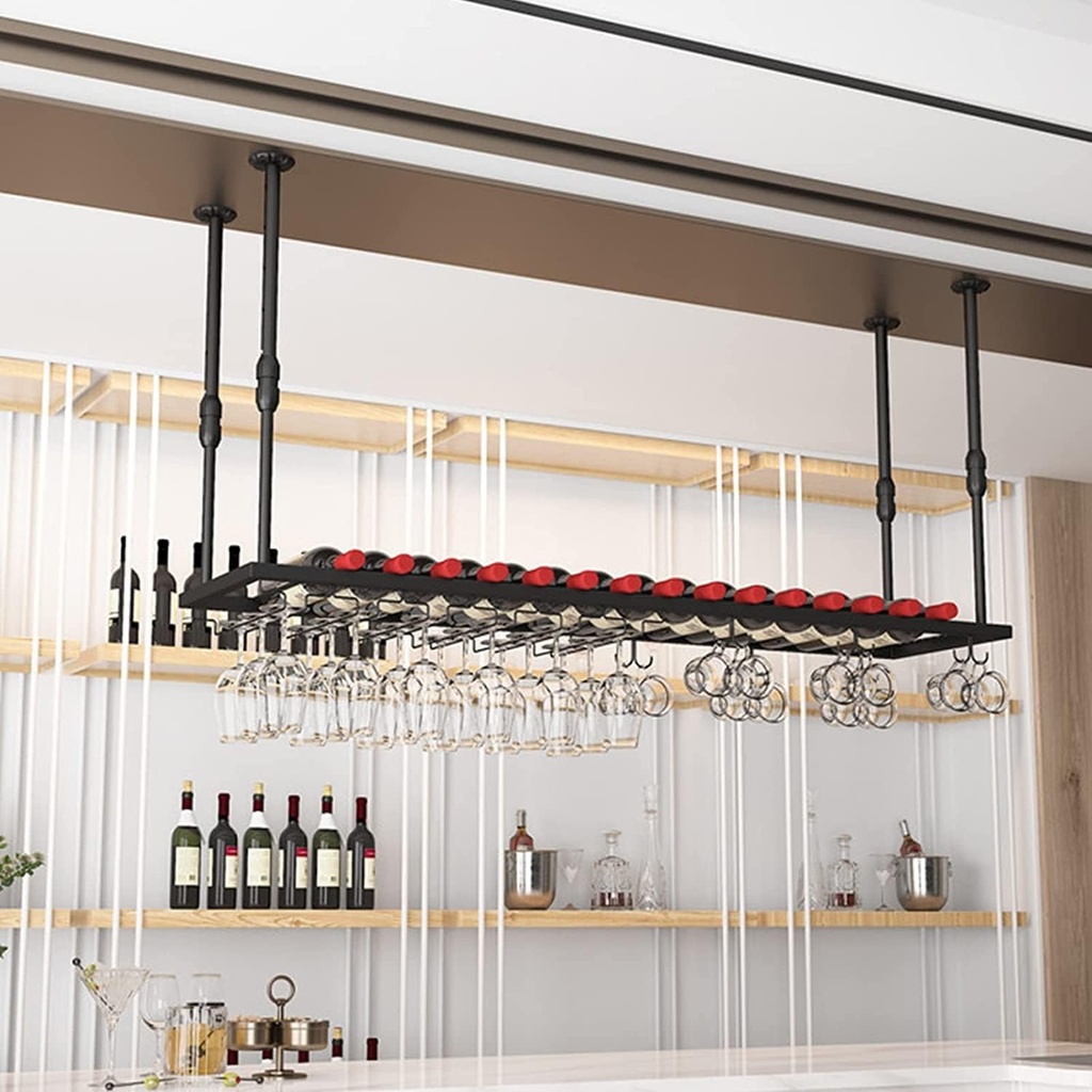 Morden Wine Rack Hanging Wine Glass Rack, Metal Hanging Wine Glass Rack Ceiling Decoration Shelf for Bar, Restaurants, Kitchen or Wine Cellar Storage (Size : 140x30cm)