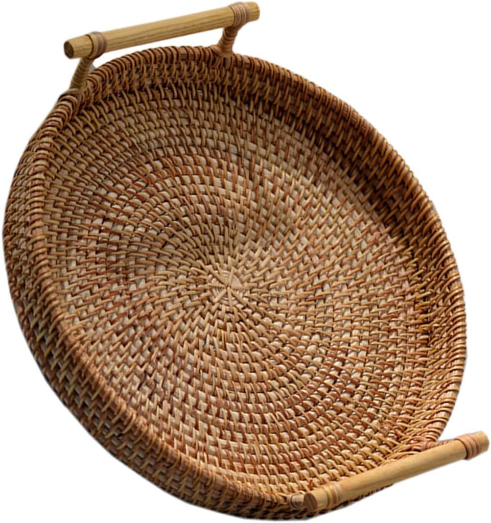 1pc Handmade Rattan Fruit Container Versatile Food Basket for Kitchen Storage Stylish for Snacks and Baked Goods for Home Organization