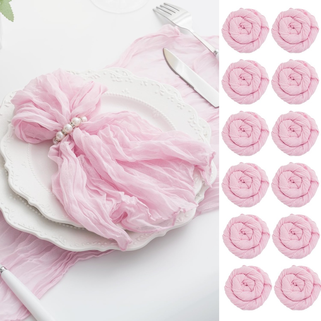 60 Pack Light Pink Cloth Napkins 21x21 Inches Light Pink Cheesecloth Napkins Set of 60 Washable Dinner Table Napkins for Wedding Summer Bridal Baby Shower Rustic Boho Cotton Gauze Party Table Decor